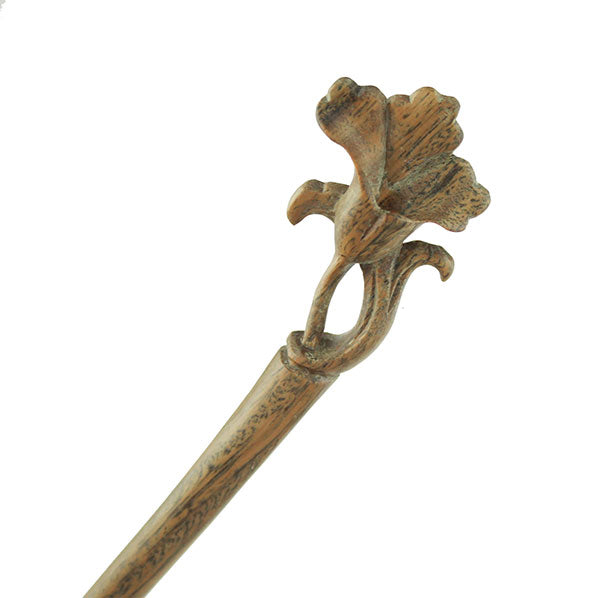 CrystalMood Handmade Carved Wood Hair Stick Morning Glory