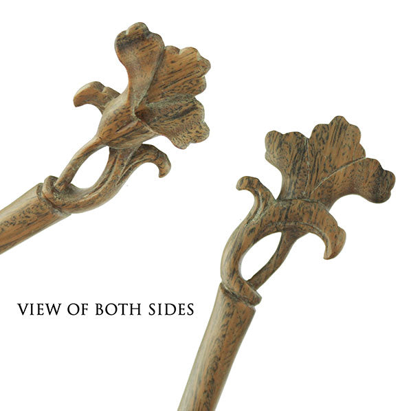 CrystalMood Handmade Carved Wood Hair Stick Morning Glory