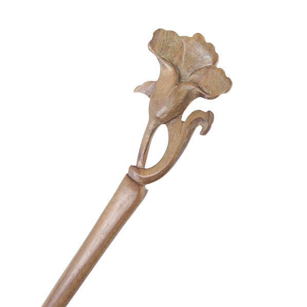 CrystalMood Handmade Carved Wood Hair Stick Morning Glory