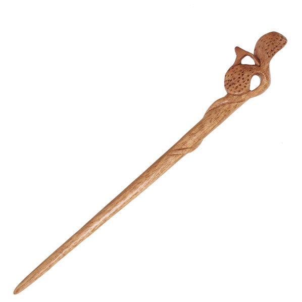 CrystalMood Handmade Carved Wood Hair Stick Sprout 7.5" Ebony