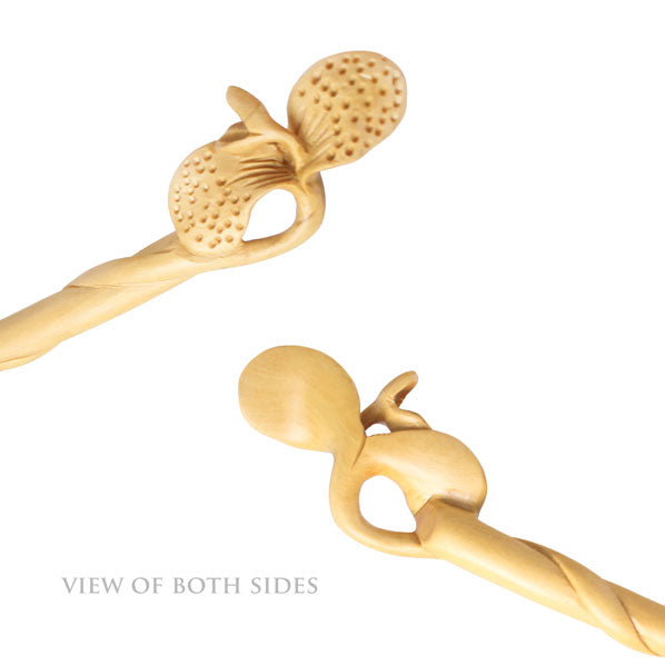 CrystalMood Handmade Carved Wood Hair Stick Sprout B 7.5" Lignum-vitae