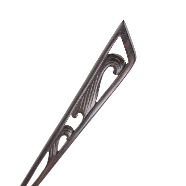 CrystalMood Handmade Carved Wood Hair Stick Ornate 6.8" Ebony