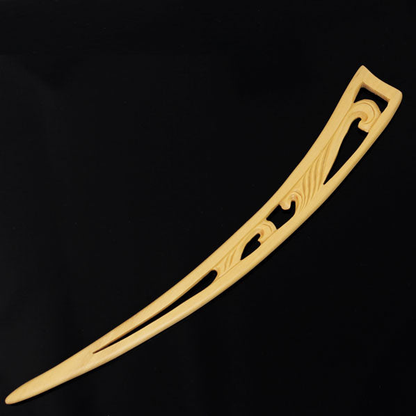 CrystalMood Handmade Carved Wood Curved Hair Stick 7" Lignum-vitae