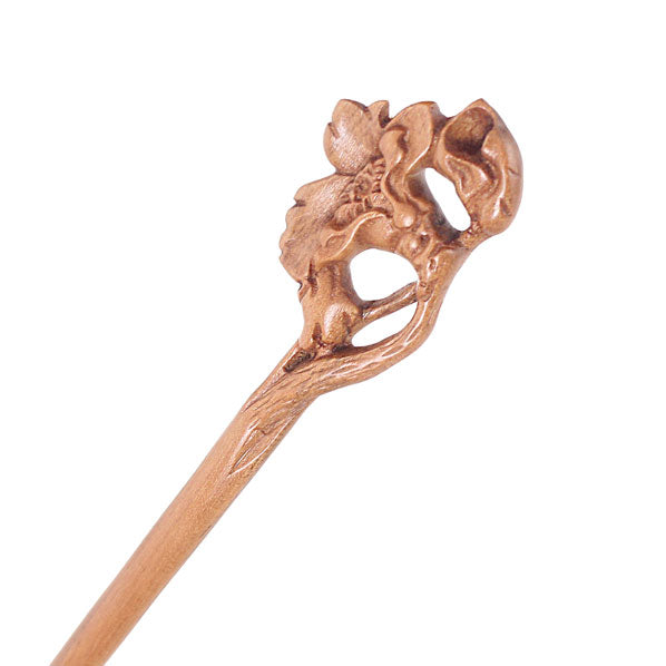 CrystalMood Handmade Wood Hair Stick Cotton-rose 7" Lignum-vitae