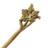 CrystalMood Handmade Carved Wood Hair Stick Maple Leaf 7.25