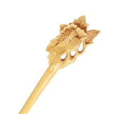 CrystalMood Handmade Carved Wood Hair Stick Begonia 7" Lignum-vitae