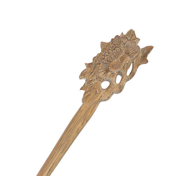 CrystalMood Handmade Carved Wood Hair Stick Begonia
