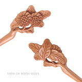 CrystalMood Handmade Carved Wood Hair Stick Camellias