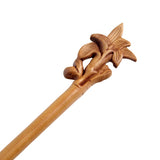 CrystalMood Handmade Carved Wood Hair Stick Lily B 7" Lignum-vitae