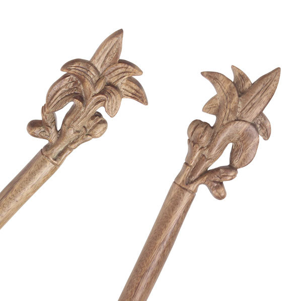 CrystalMood Handmade Carved Wood Hair Stick Lily