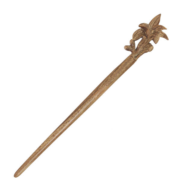 CrystalMood Handmade Carved Wood Hair Stick Lily