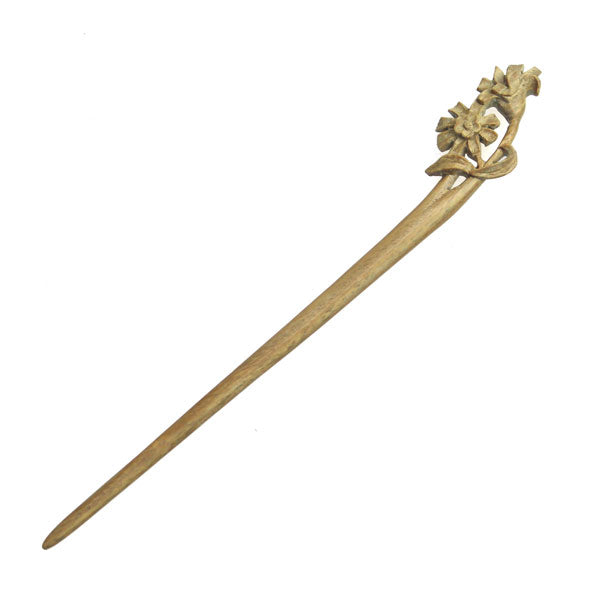 CrystalMood Handmade Carved Wood Hair Stick Daisy