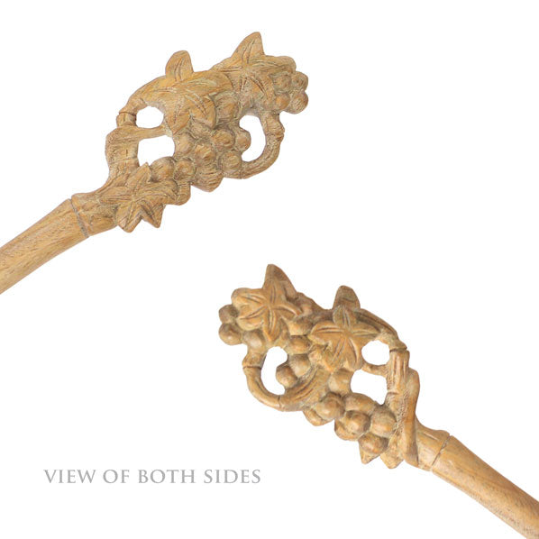 CrystalMood Handmade Carved Wood Hair Stick Grape 6.5" Lignum-vitae