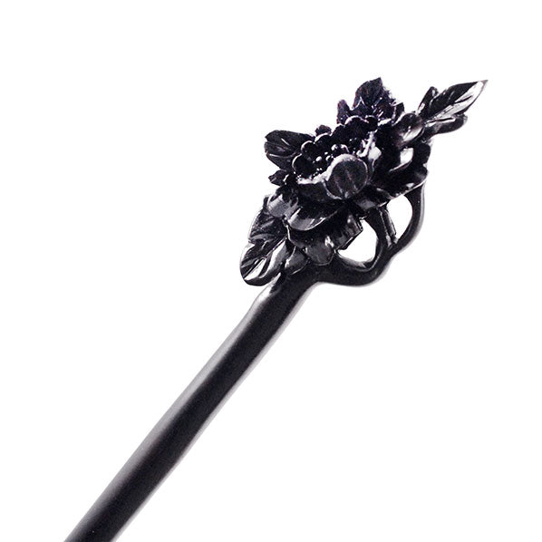 CrystalMood Handmade Carved Wood Hair Stick Begonia
