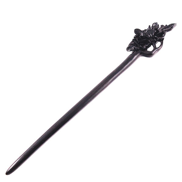CrystalMood Handmade Carved Wood Hair Stick Begonia