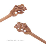 CrystalMood Handmade Carved Wood Hair Stick Begonia 6.6" Lignum-vitae