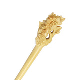 CrystalMood Handmade Carved Wood Hair Stick Begonia