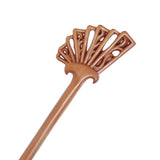 CrystalMood Handmade Carved Wood Fan Hair Stick 6.25" Peachwood