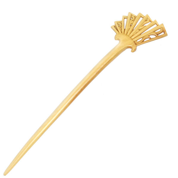 CrystalMood Handmade Carved Wood Fan Hair Stick