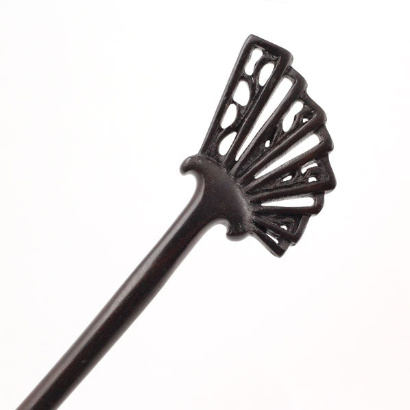 CrystalMood Handmade Carved Wood Fan Hair Stick