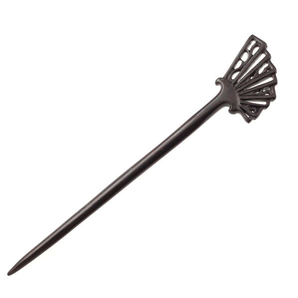 CrystalMood Handmade Carved Wood Fan Hair Stick