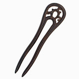 CrystalMood Handmade Carved 2-Prong Ebony Wood Hair Stick Fork Mystery B
