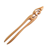 CrystalMood Handmade Carved 2-Prong Wood Hair Stick Allure