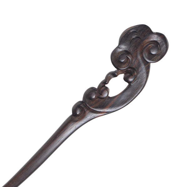 CrystalMood Handmade Carved Wood Hair Stick Clouds 6.75" Lignum-vitae