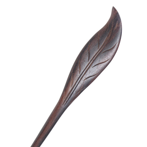 CrystalMood Handmade Carved Wood Hair Stick Leaf