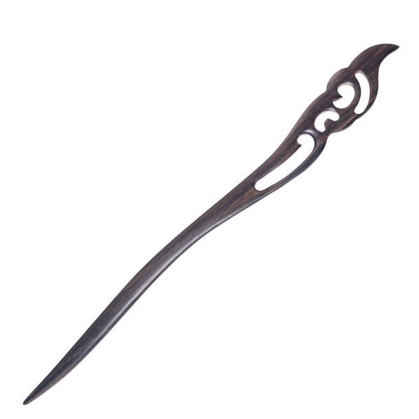 CrystalMood Handmade Carved Wood Hair Stick Brocade