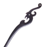 CrystalMood Handmade Carved Wood Hair Stick Dragon 7" Ebony