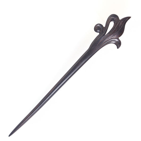 CrystalMood Handmade Carved Wood Hair Stick Bloom