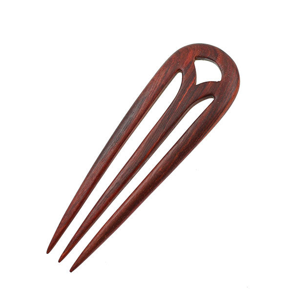 CrystalMood Handmade Carved 3-Prong Wood Hair Stick Rosewood