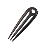 CrystalMood Handmade Carved 3-Prong Wood Hair Stick Ebony