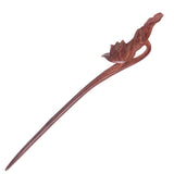 CrystalMood Handmade Carved Wood Hair Stick Lotus 7" Rosewood