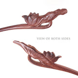 CrystalMood Handmade Carved Wood Hair Stick Lotus 7" Ebony