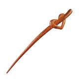 CrystalMood Handmade Carved Wood Hair Stick Heart 6.75" Lignum-vitae