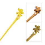 CrystalMood Handmade Carved Wood Hair Stick Morning Glory