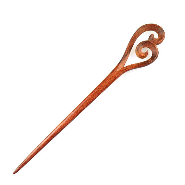 CrystalMood Handmade Carved Wood Hair Stick Laced Heart