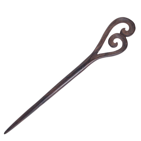 CrystalMood Handmade Carved Wood Hair Stick Laced Heart