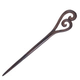 CrystalMood Handmade Carved Wood Hair Stick Laced Heart