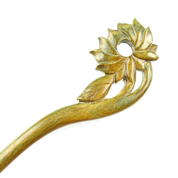 CrystalMood Handmade Wood Hair Stick Water Lily Rosewood