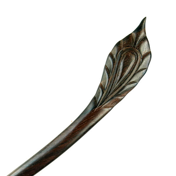 CrystalMood Handmade Carved Wood Hair Stick Plume 7" Lignum-vitae