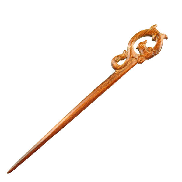 CrystalMood Handmade Carved Wood Hair Stick Bird