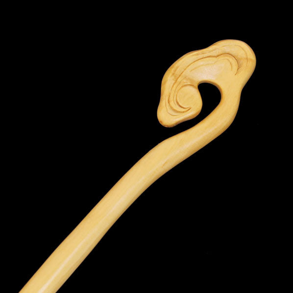 CrystalMood Handmade Carved Wood Hair Stick Propitious Cloud Peachwood