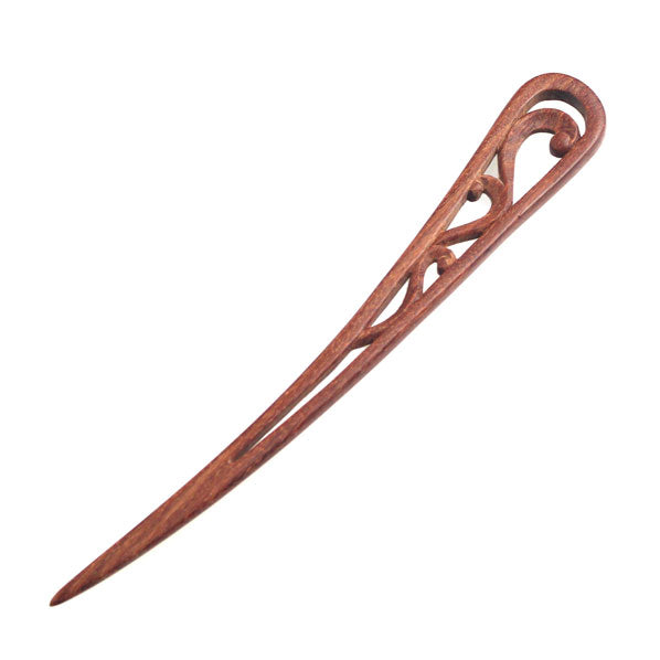 CrystalMood Handmade Carved Wood Hair Stick Curve 7.35" Lignum-vitae