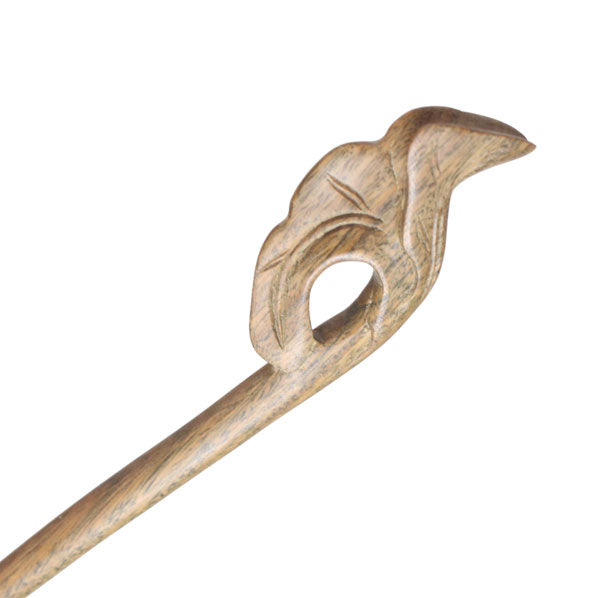 CrystalMood Handmade Carved Wood Hair Stick Lotus Leaf