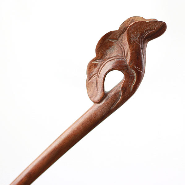 CrystalMood Handmade Carved Wood Hair Stick Lotus Leaf Lignum-Vitae