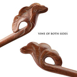 CrystalMood Handmade Carved Wood Hair Stick Lotus Leaf