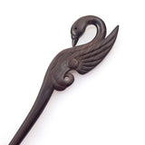 Crystalmood Handmade Carved Wood Hair Stick Swan Rosewood